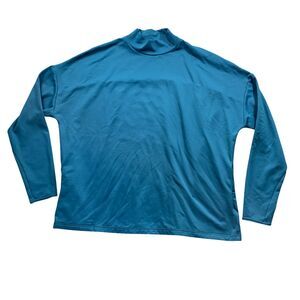 Sweaty Betty XXL Blue Long Sleeve Mock Turtleneck Thumb Holes Zipper Pockets